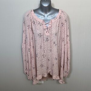 a.n.a Dusty Pink Speckled Lace-Up Peasant Tunic